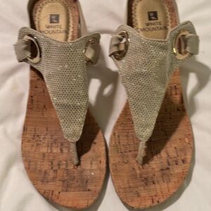 White Mountain Women's Glittery Cream Sandals